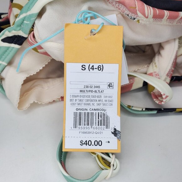 Kona Sol One Piece Swimsuit Women's Small 4-6 Multicolor Belted V-Neck Leaf - Picture 5 of 8